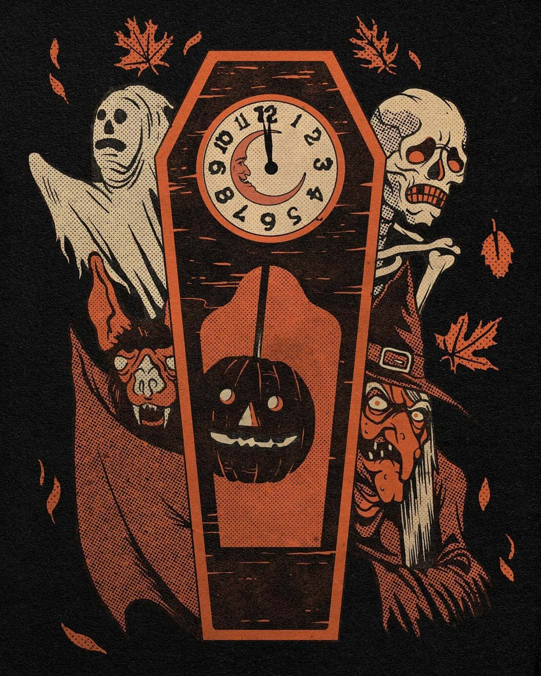 coffin clock, jack-o'-lantern face, ghost, HD Phone Wallpaper