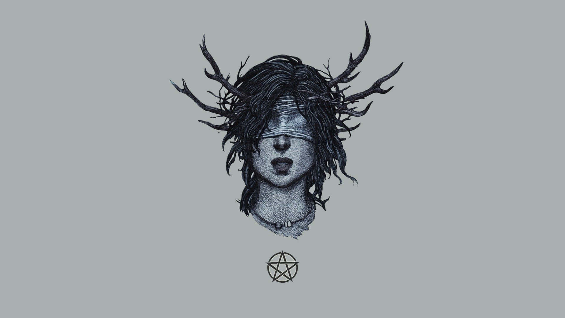 spooky art, monochrome line art, blindfolded woman, Full HD Desktop Wallpaper