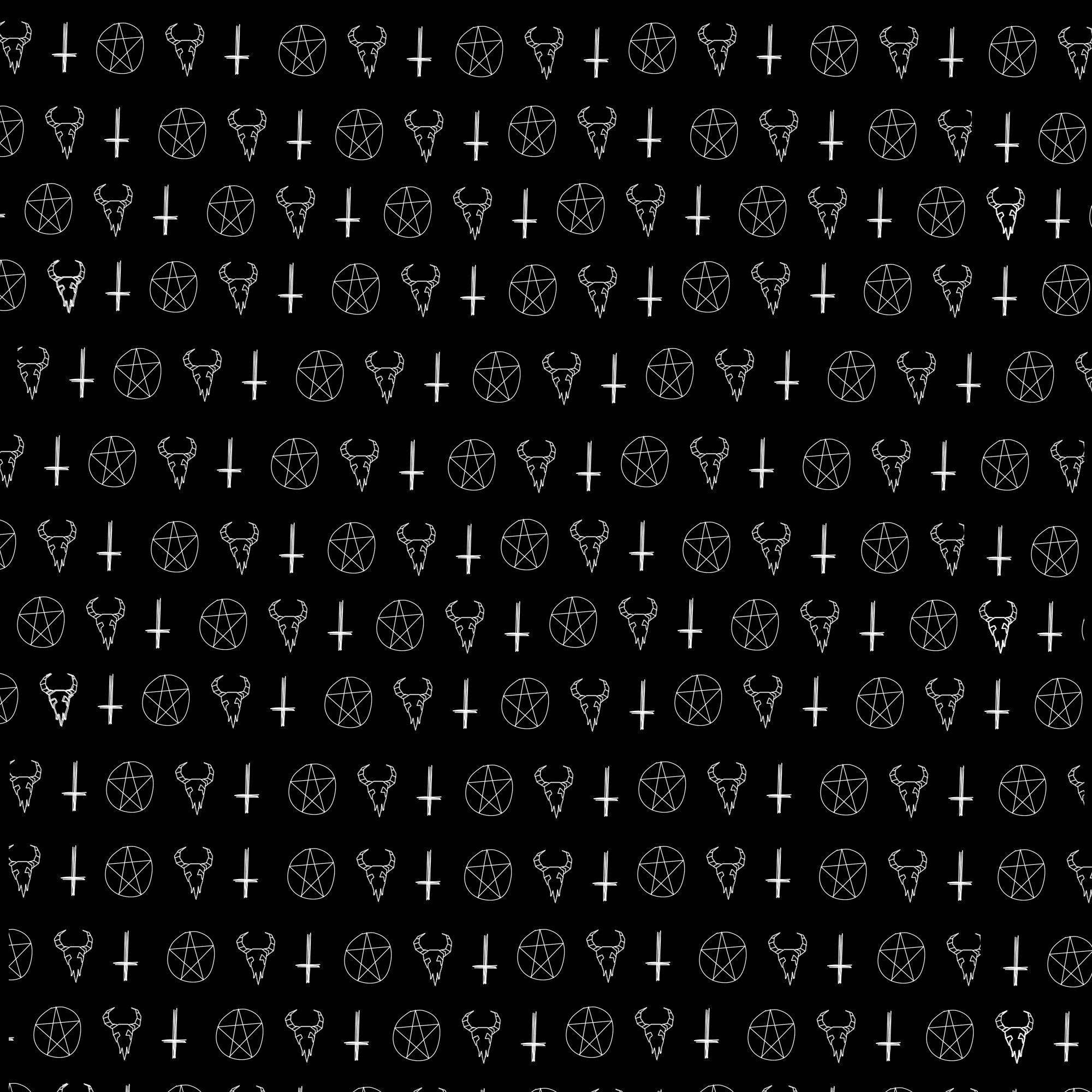 white bull skulls, pentagrams, black background, Full HD Desktop Wallpaper