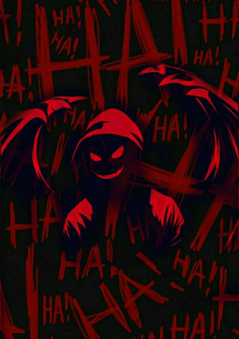 Hahaha Demon, red hooded figure, glowing eyes, SD Phone Wallpaper