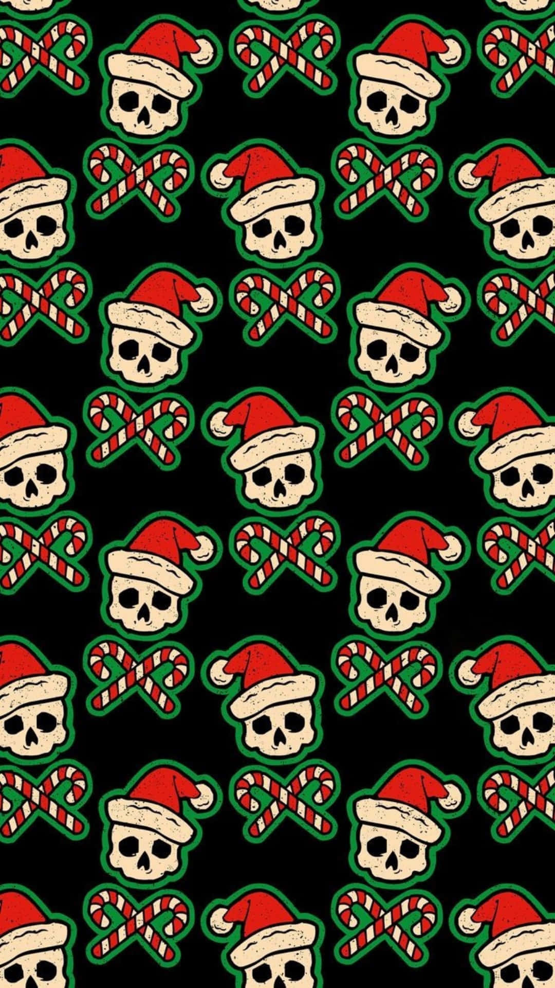 Spooky Christmas, skull, red Santa hat, Full HD Phone Wallpaper