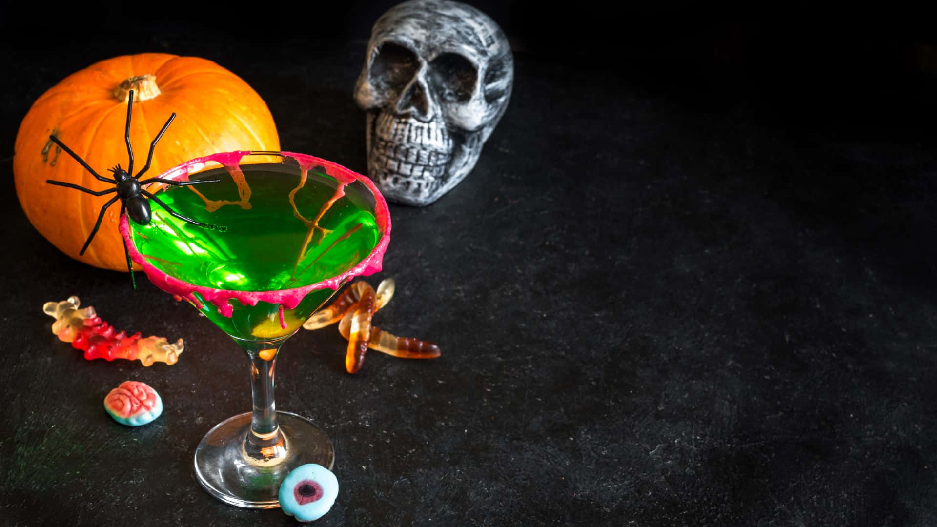 Spooky Cocktails, vibrant green Halloween cocktail, martini glass, Full HD Desktop Wallpaper