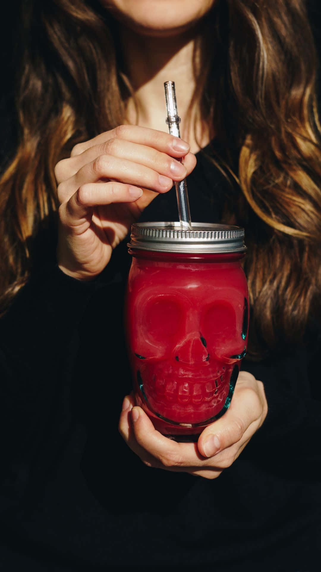Spooky Cocktails, mason jar, red liquid, Full HD Phone Wallpaper