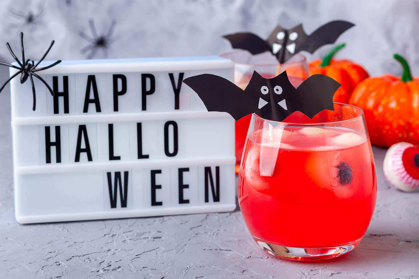 Halloween cocktail, bat stirrer, spider garnish, HD Desktop Wallpaper