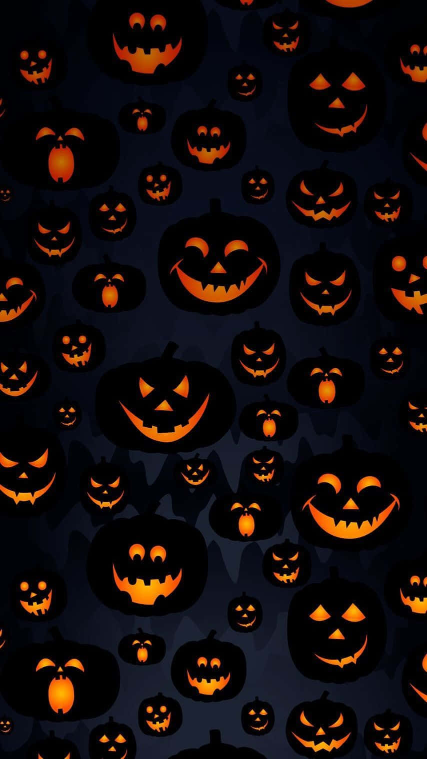 spooky iphone, halloween pumpkins, glowing jack-o'-lanterns, HD Phone Wallpaper