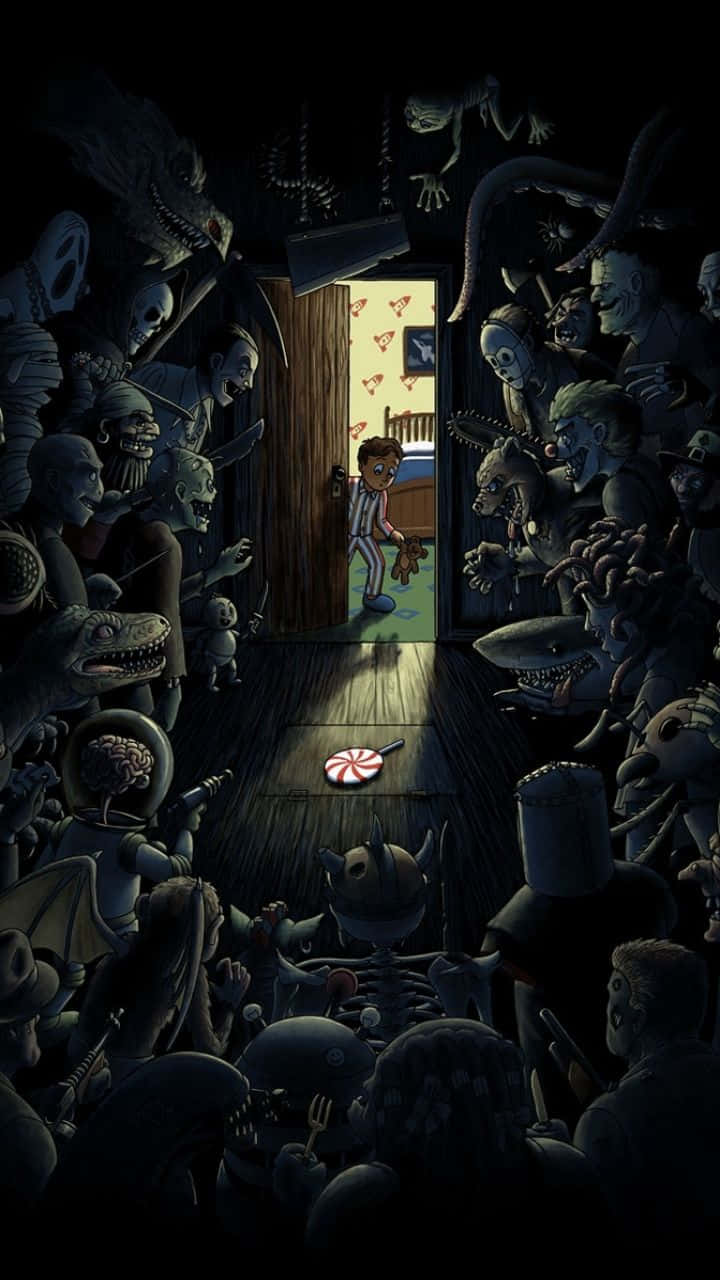 Spooky iPhone, child, doorway, HD Phone Wallpaper