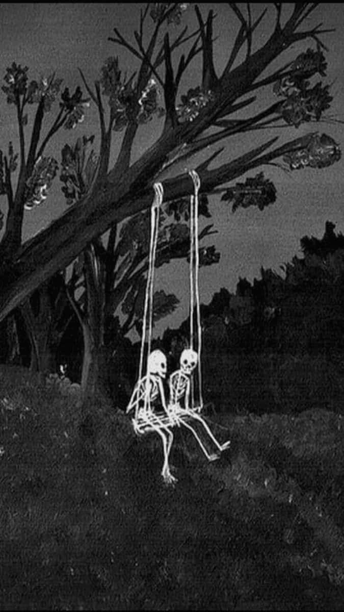 Spooky iPhone, home screen, skeletons, SD Phone Wallpaper