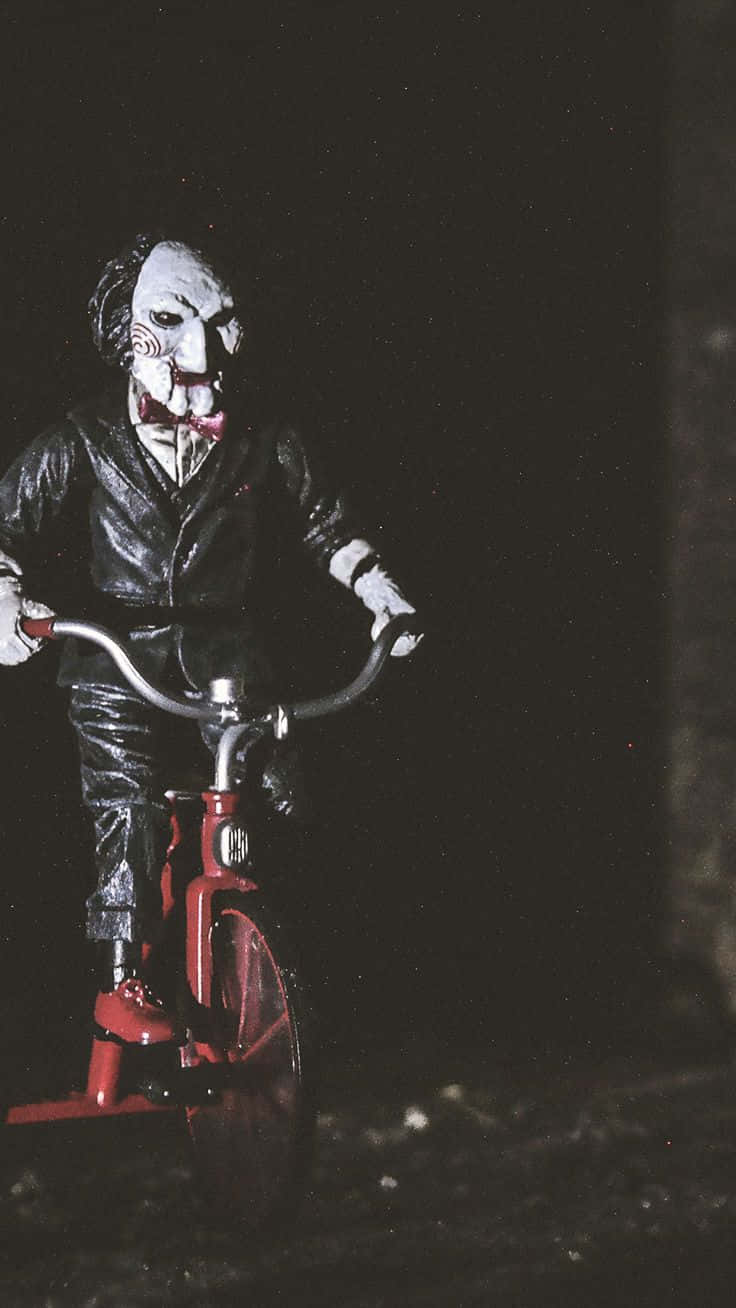 Spooky iPhone, masked horror figure, black leather suit, HD Phone Wallpaper
