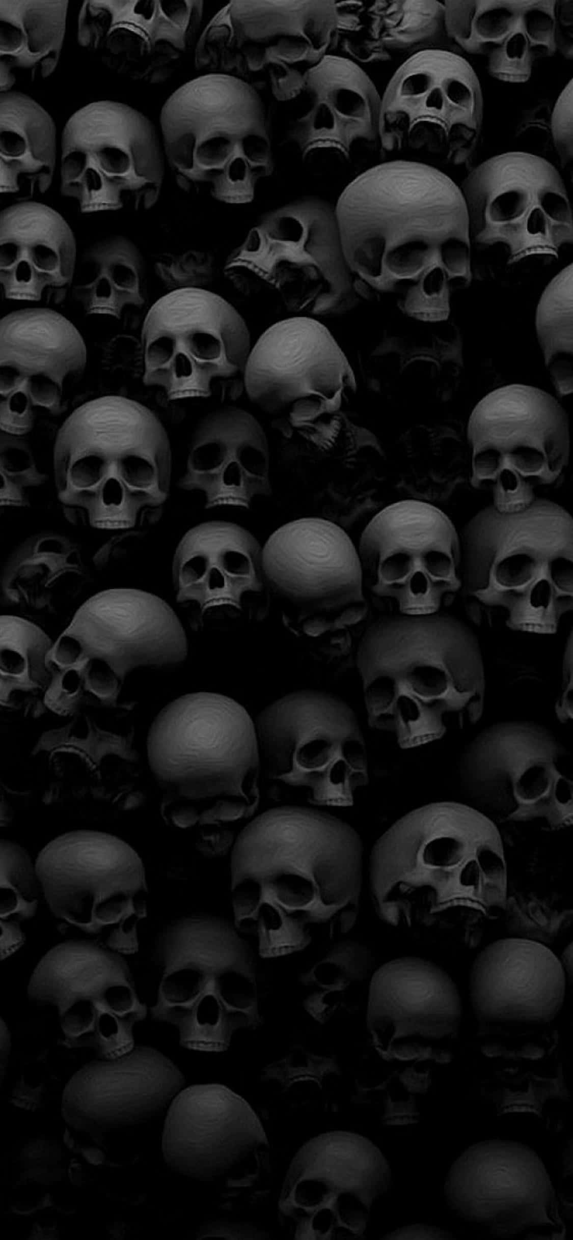 spooky iphone, gray skulls, shadow, Full HD Phone Wallpaper