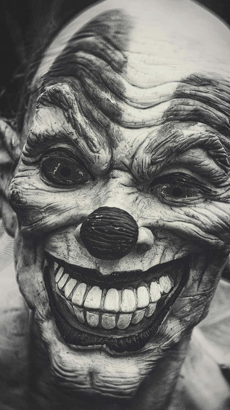 Spooky iPhone, black and white, grotesque clown face, HD Phone Wallpaper