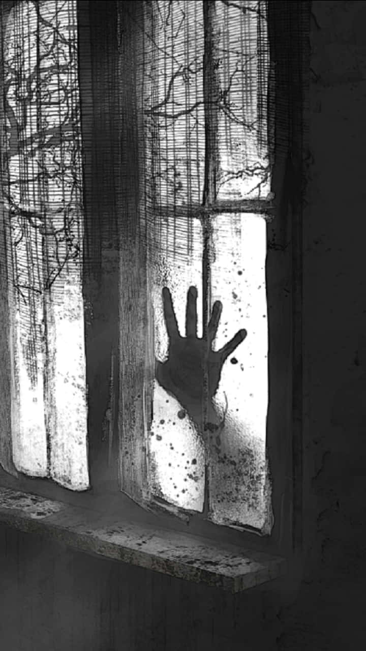 Spooky iPhone, ghostly hand, grimy windowpane, HD Phone Wallpaper