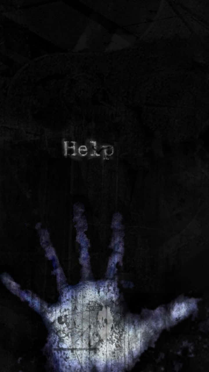 Spooky iPhone, ghostly blue handprint, dark textured wall, HD Phone Wallpaper