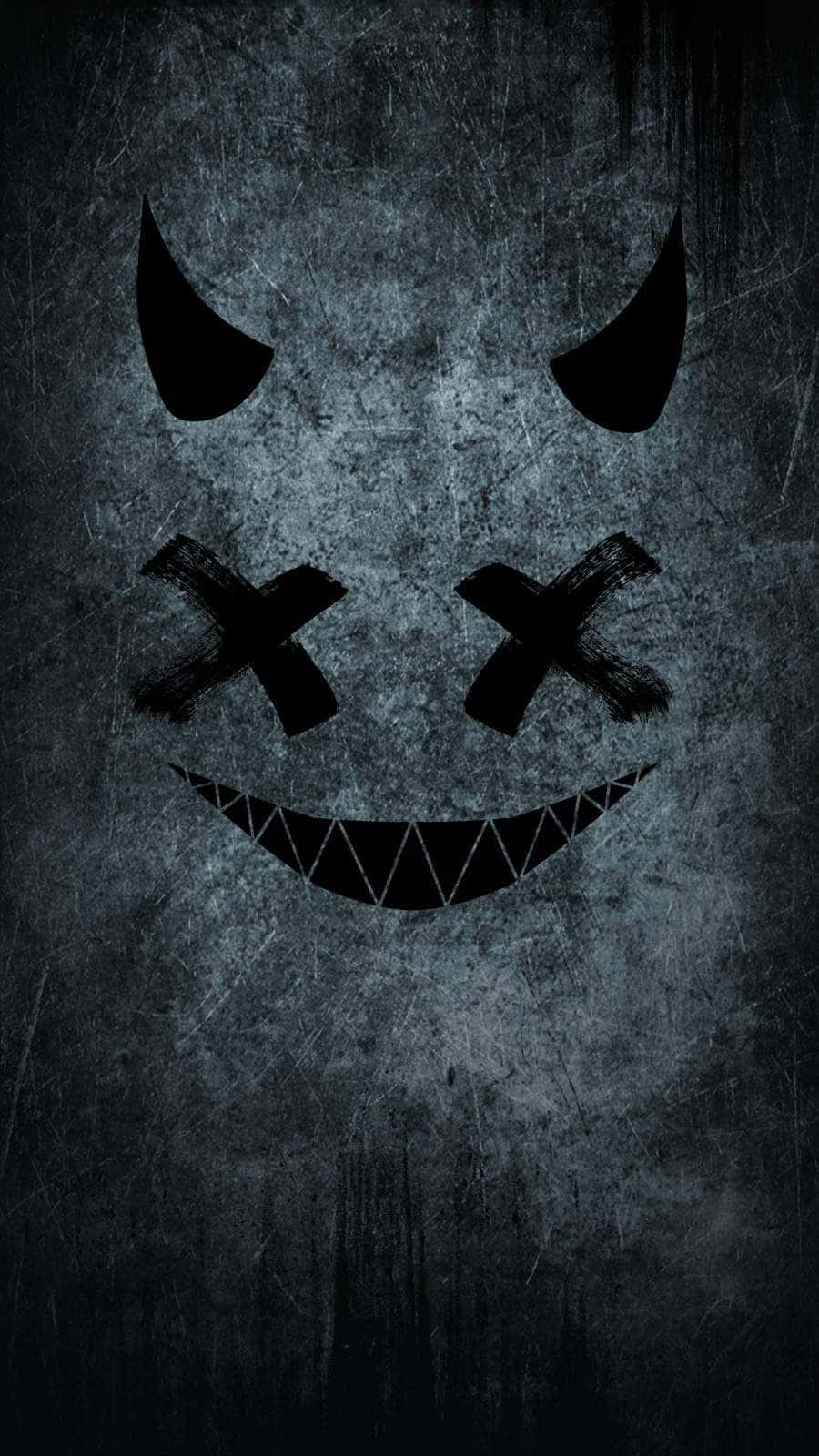 black and white, menacing black cartoon face, horns, HD Phone Wallpaper
