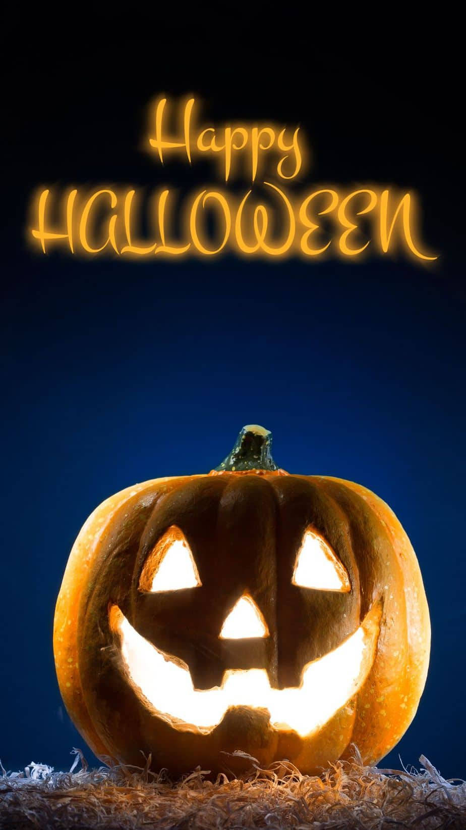 jack-o'-lantern, carved grin, hay, HD Phone Wallpaper