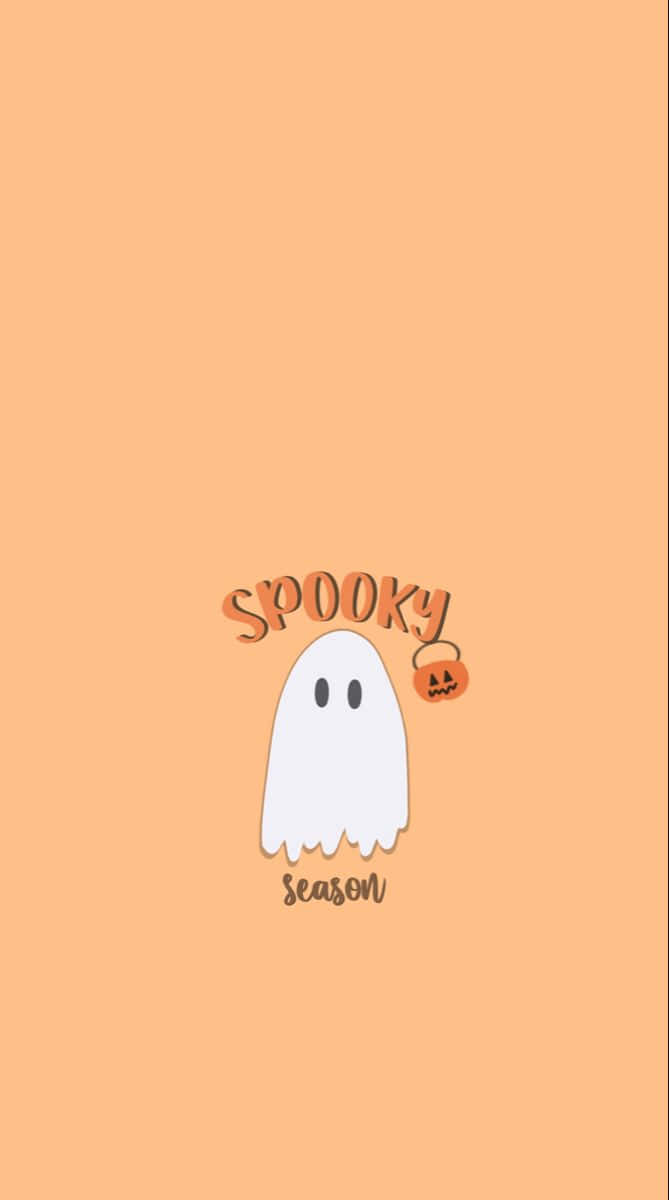 Spooky Season, white ghost, black eyes, SD Phone Wallpaper