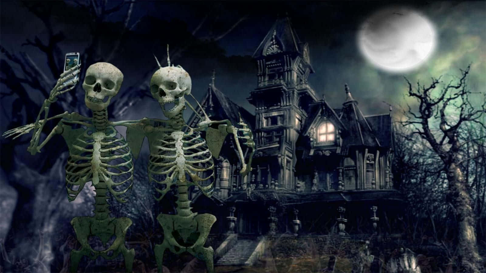 spooky desktop, skeletons, haunted mansion, HD Desktop Wallpaper