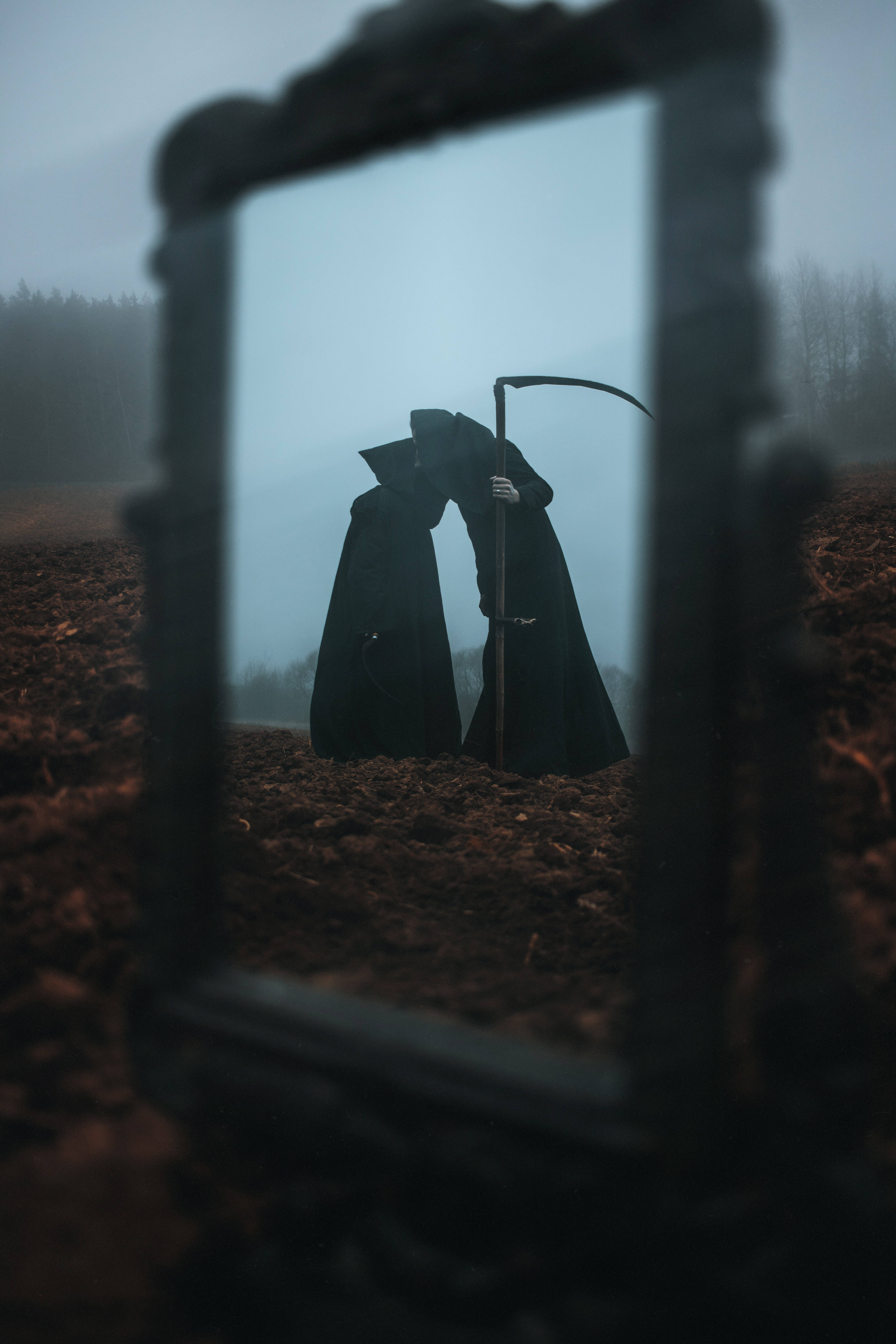 grim reaper, black cloak, scythe, 5K Phone Wallpaper