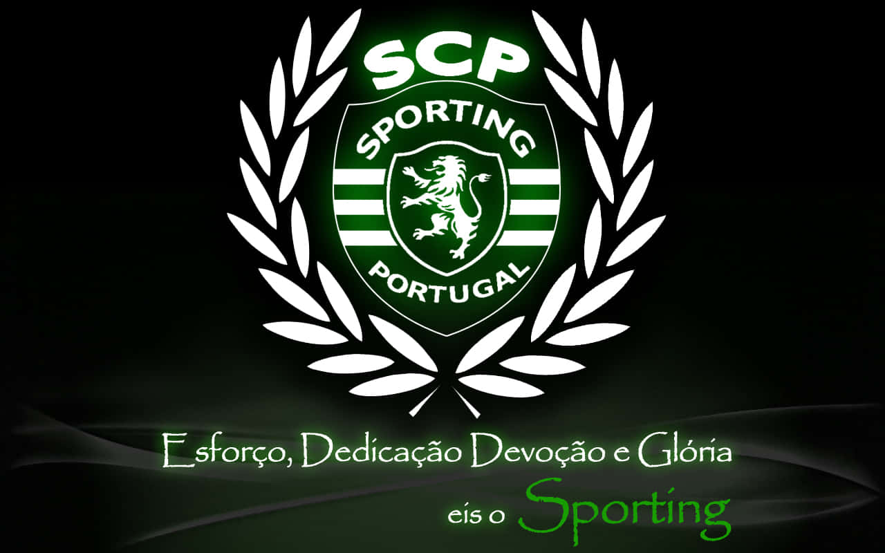 Sporting Cp, glowing green, white laurel wreath, HD Desktop Wallpaper