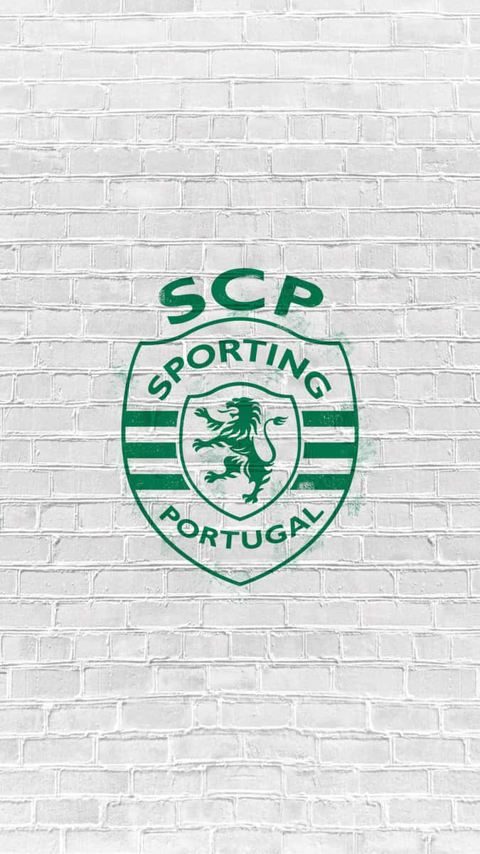 Sporting Cp, green, white brick wall, SD Phone Wallpaper