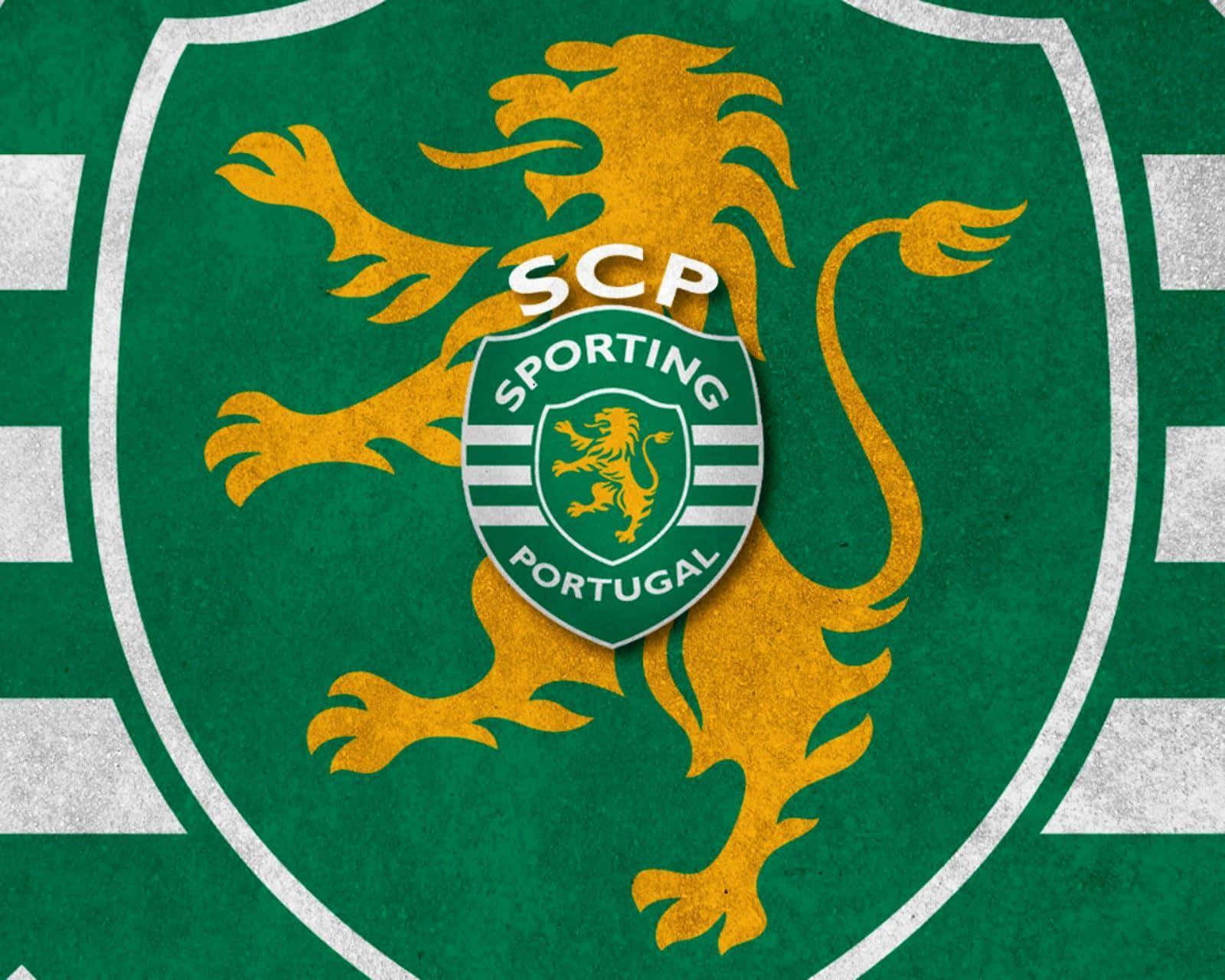 Sporting Cp, green and gold, rampant lion, HD Desktop Wallpaper