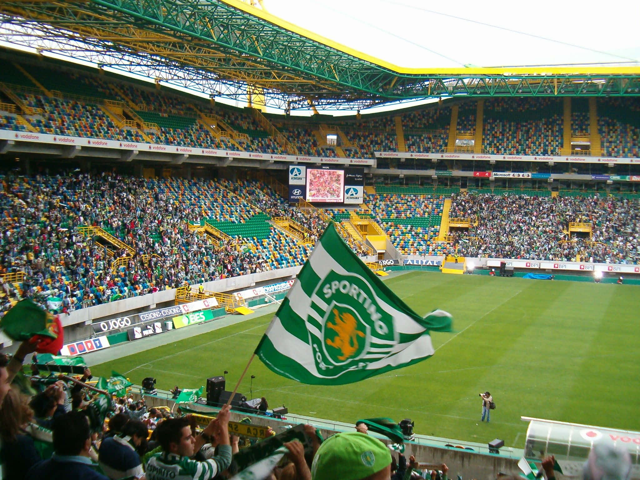 Sporting CP, green and white, stadium, Full HD Desktop Wallpaper