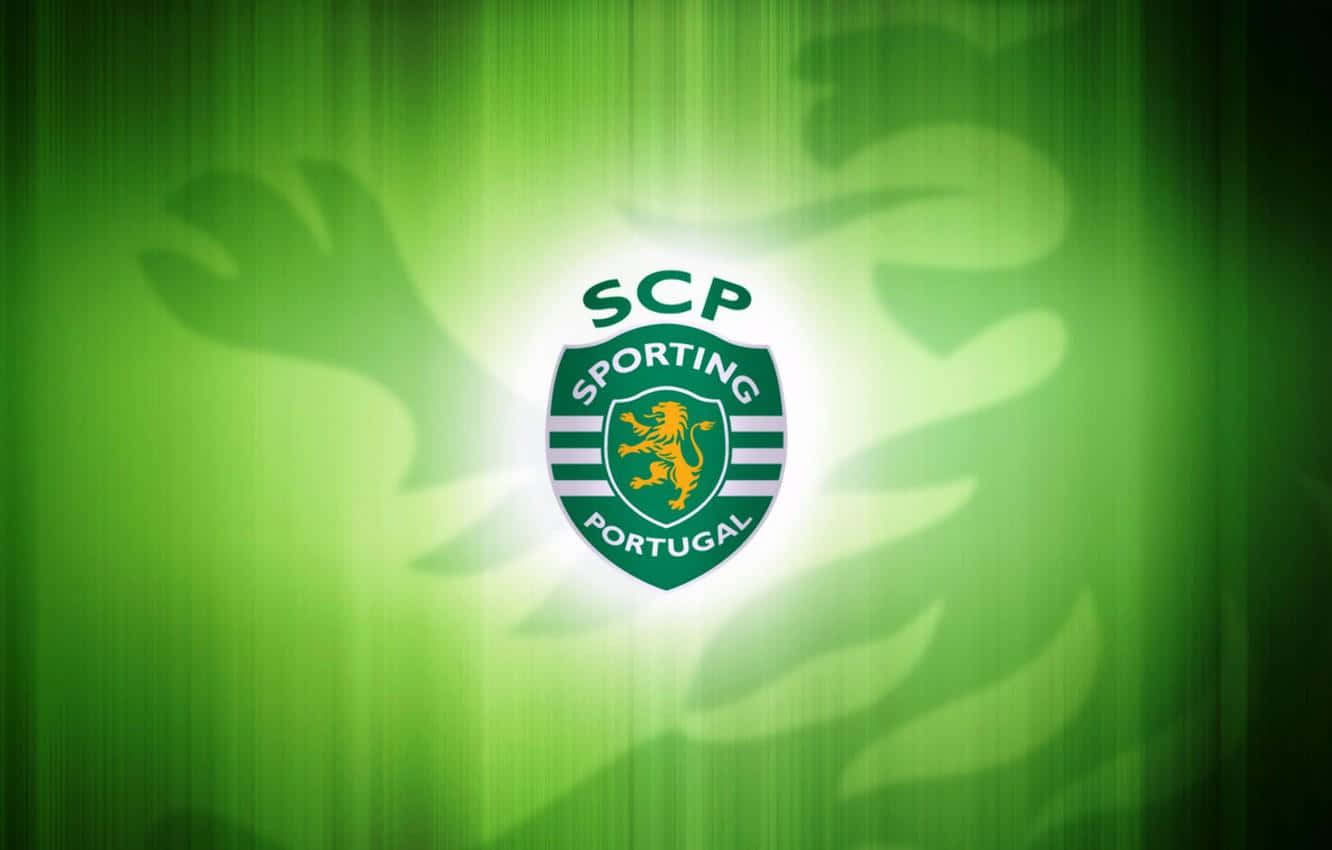 Sporting Cp, glowing green, golden lion, HD Desktop Wallpaper