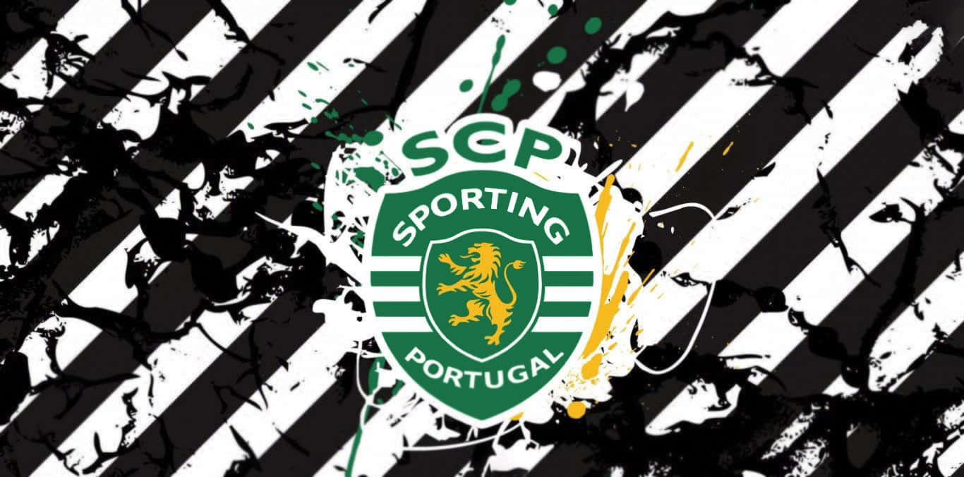 Sporting Cp, roaring lion, black and white striped background, HD Desktop Wallpaper