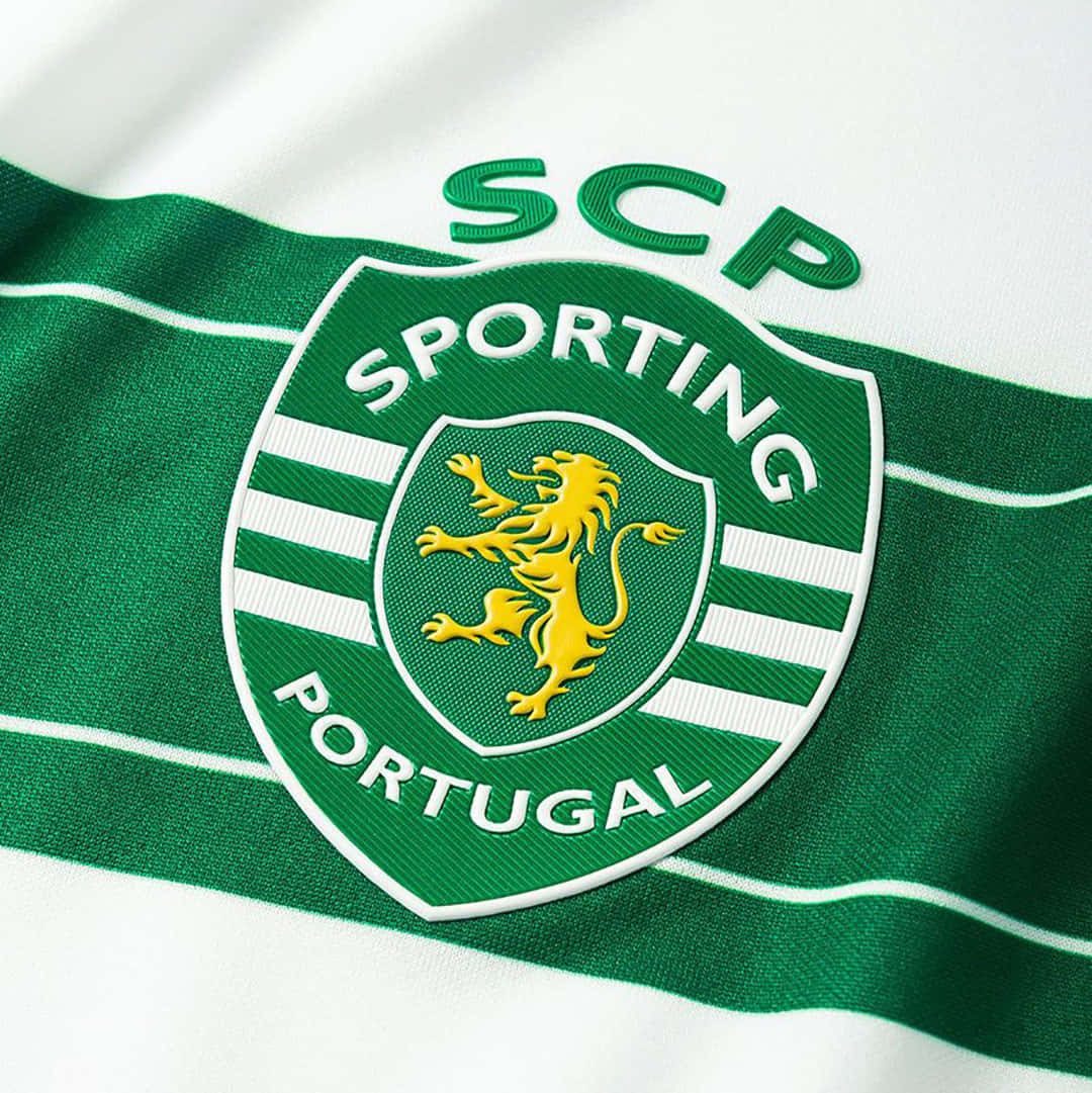 Sporting Cp, green and white striped jersey, golden rampant lion crest, SD Phone Wallpaper