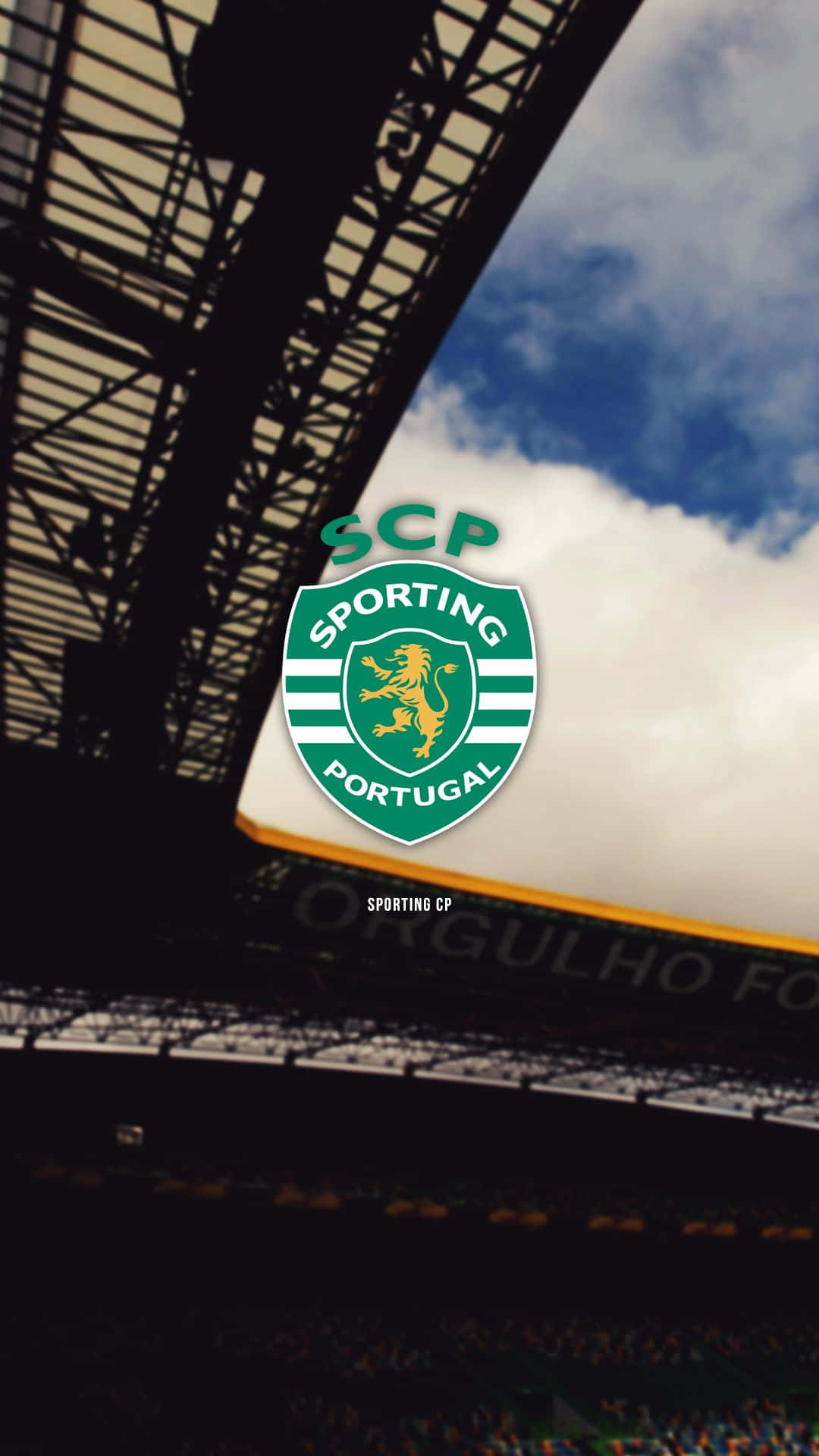 Sporting CP, green and white, cloudy sky, Full HD Phone Wallpaper