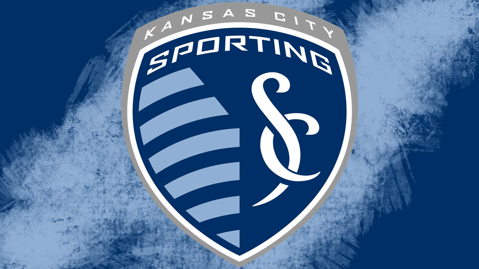 Sporting Kansas City, logo shield, blue backdrop, Full HD Desktop Wallpaper
