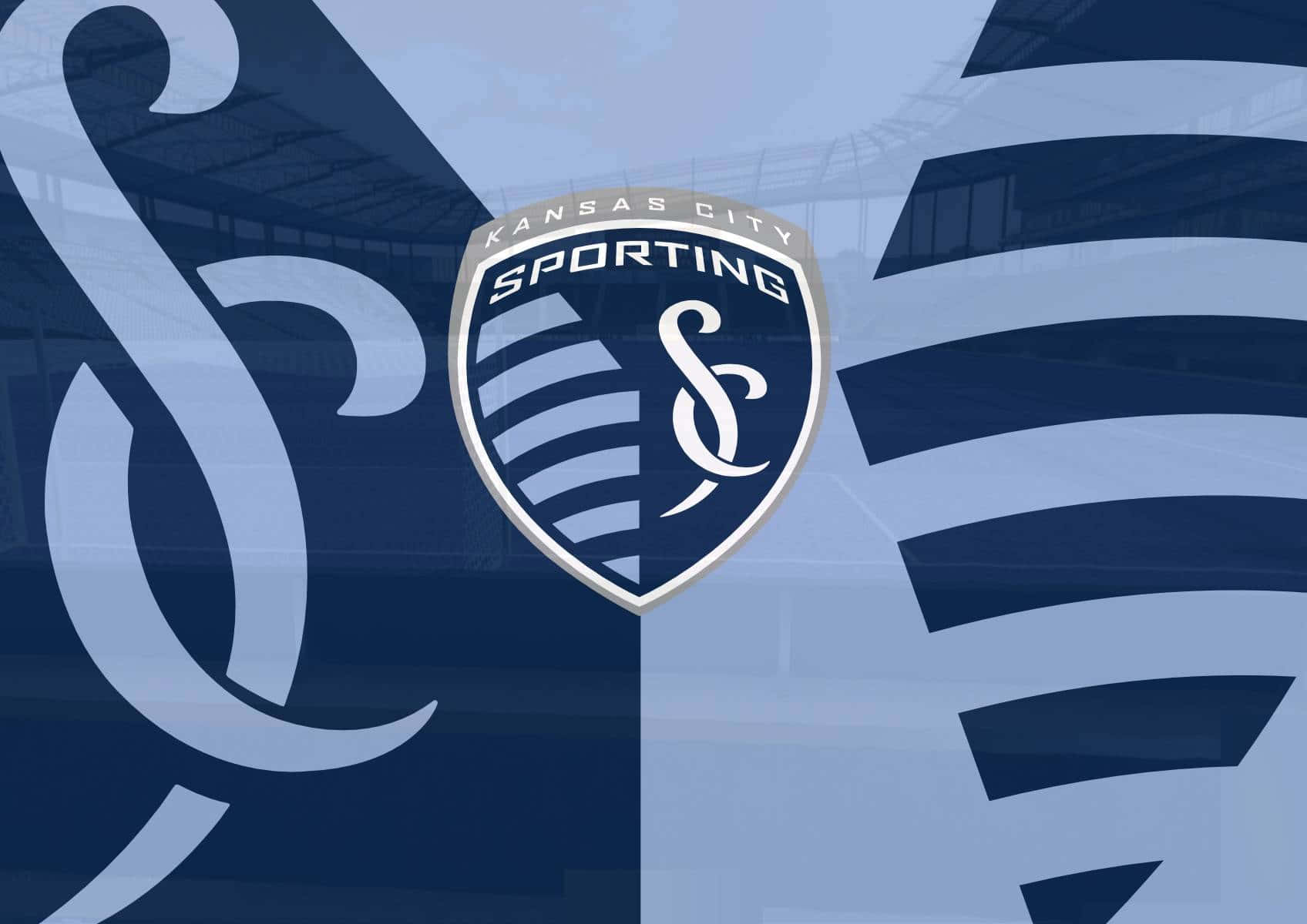 Sporting Kansas City, blue and white striped stadium background, abstract swooshes, HD Desktop Wallpaper