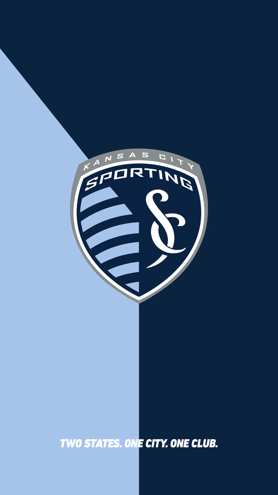 Sporting Kansas City, logo, two toned blue backdrop, Full HD Phone Wallpaper