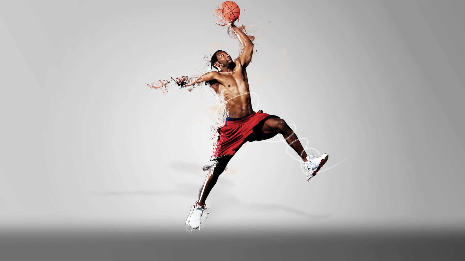 basketball player, basketball, leaps dynamically, Full HD Desktop Wallpaper