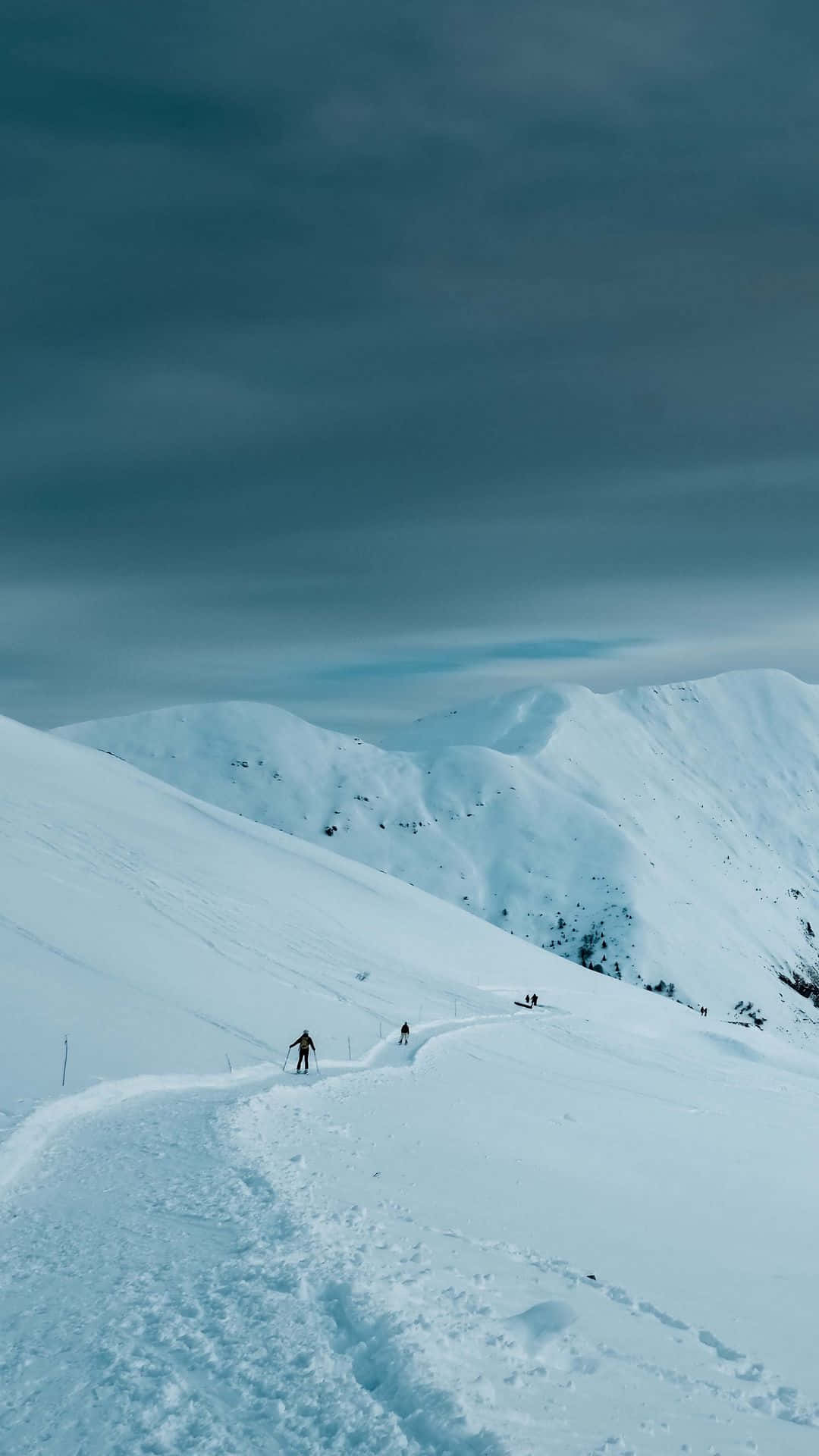 Sports Phone, skiers, pristine snow, Full HD Phone Wallpaper