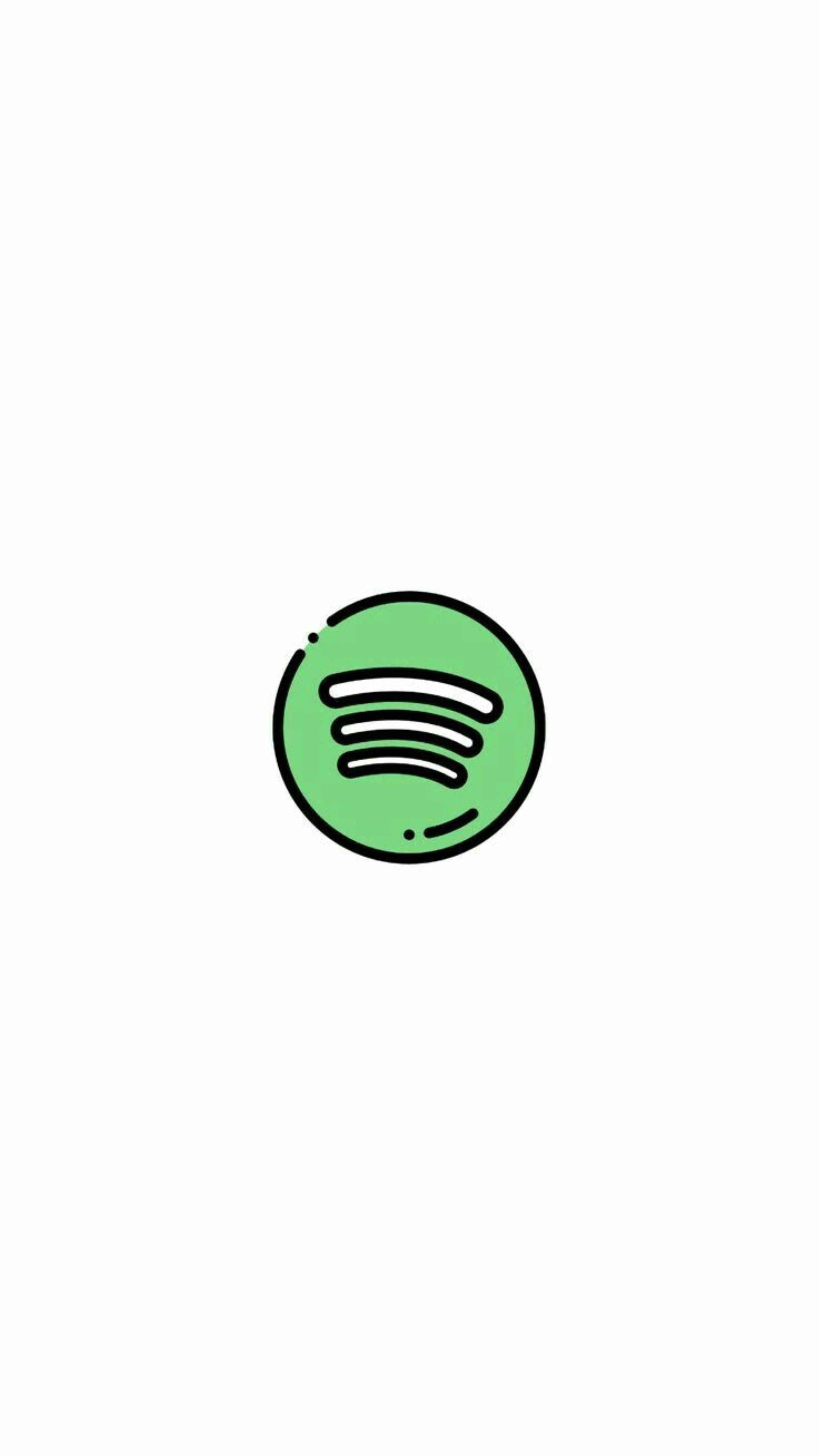 minimalist, green Spotify logo, black outline, 4K Phone Wallpaper