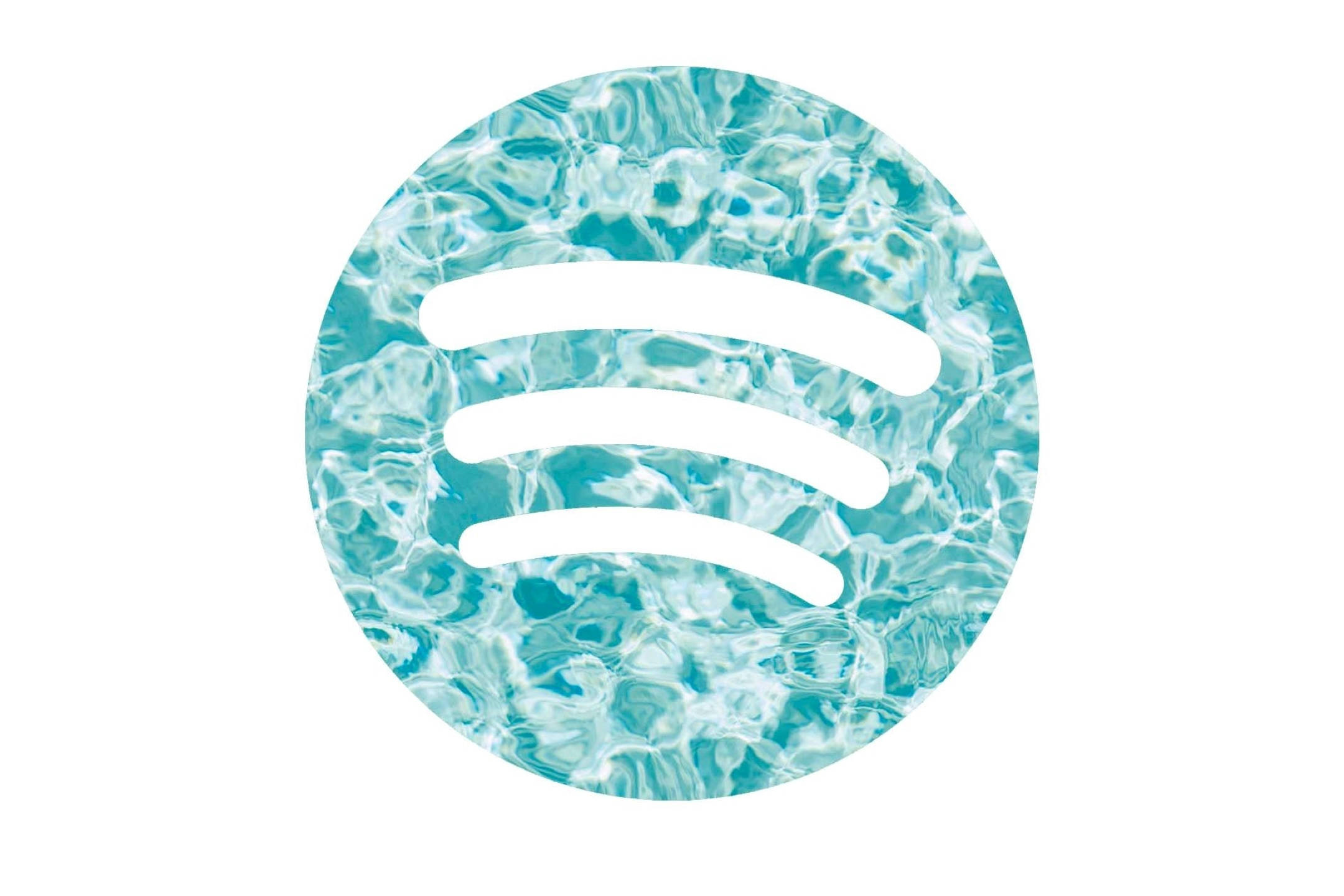 Spotify logo, turquoise water texture, white circle, Full HD Desktop Wallpaper