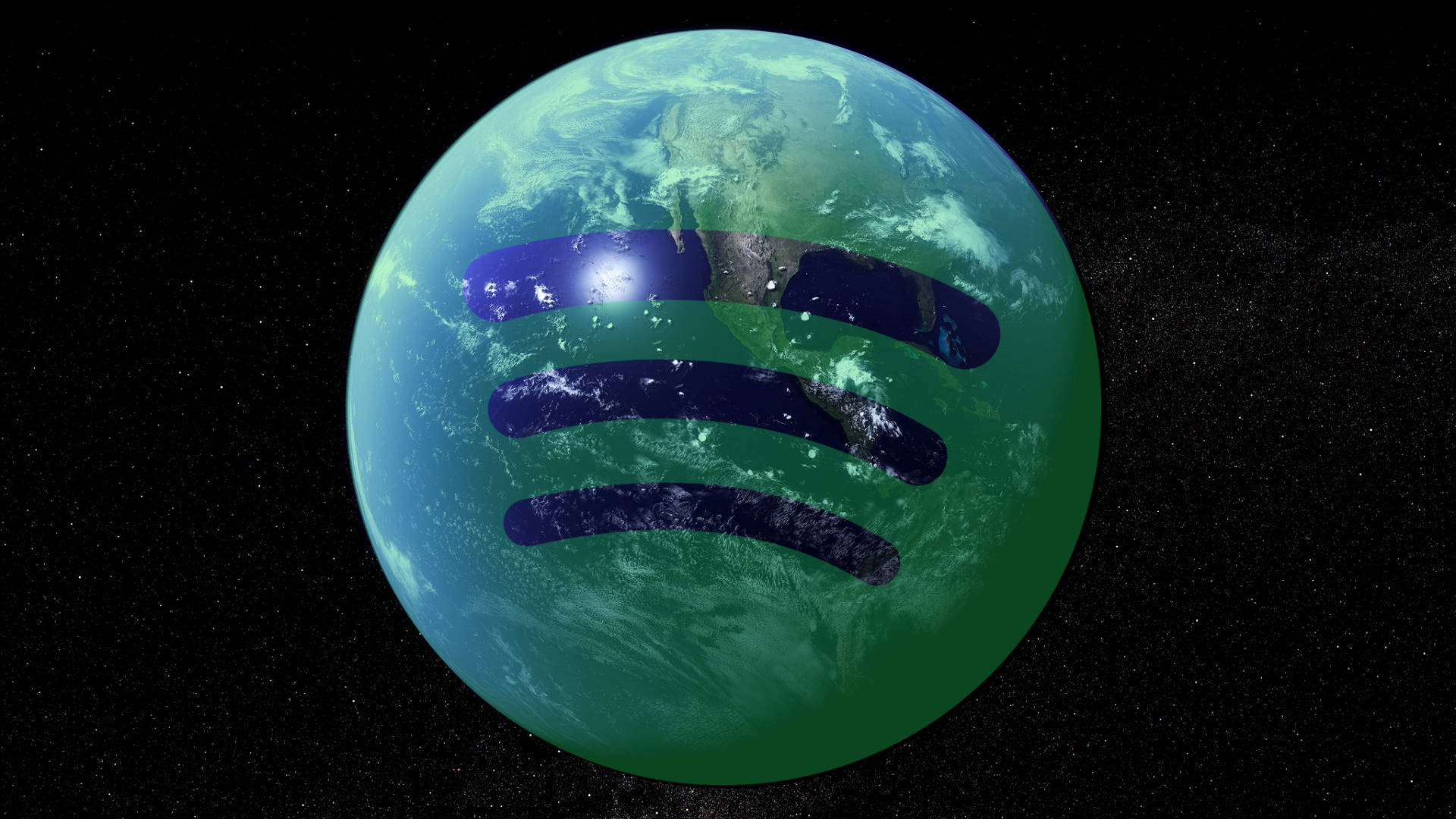 Spotify, Earth, vibrant blue and green, Full HD Desktop Wallpaper