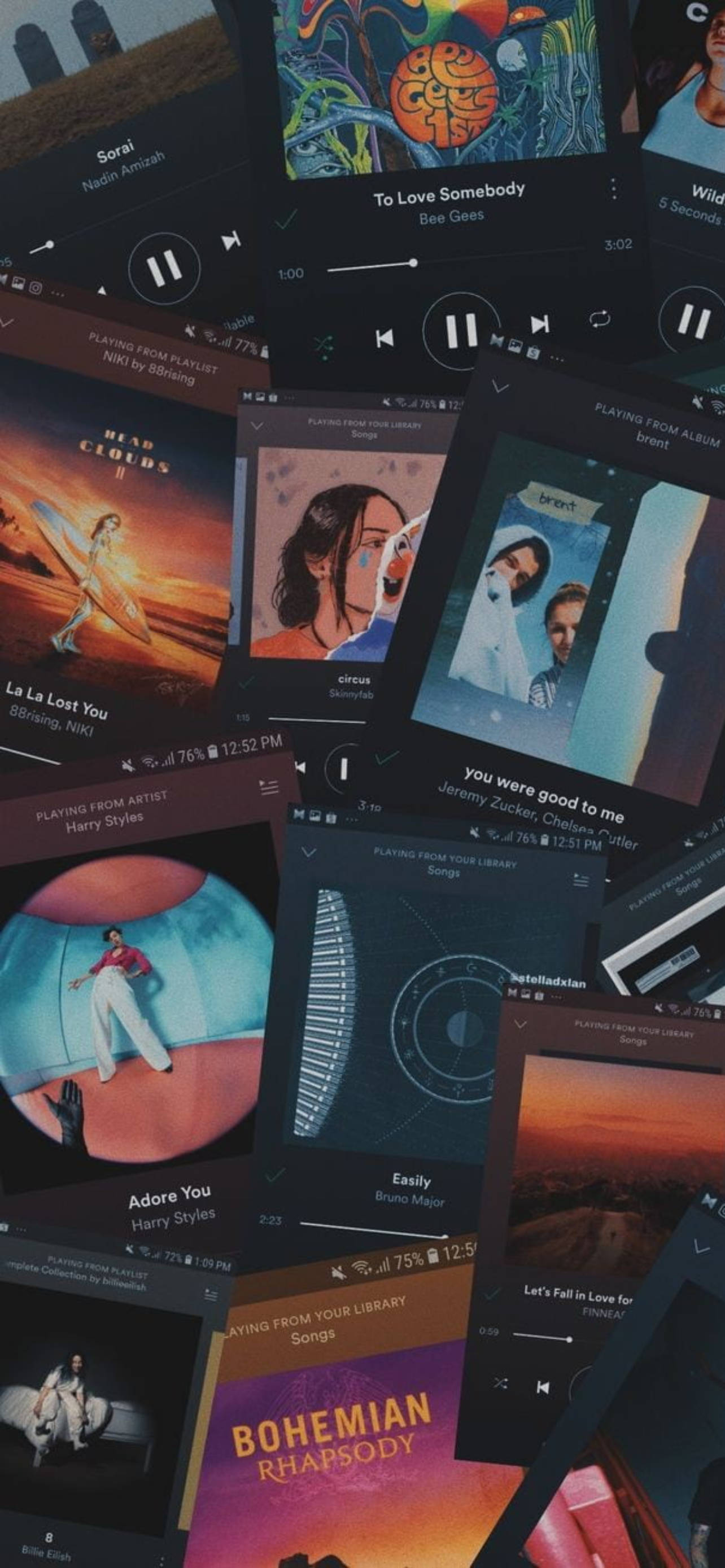 Spotify, smartphone screens, music player interfaces, 2K Phone Wallpaper