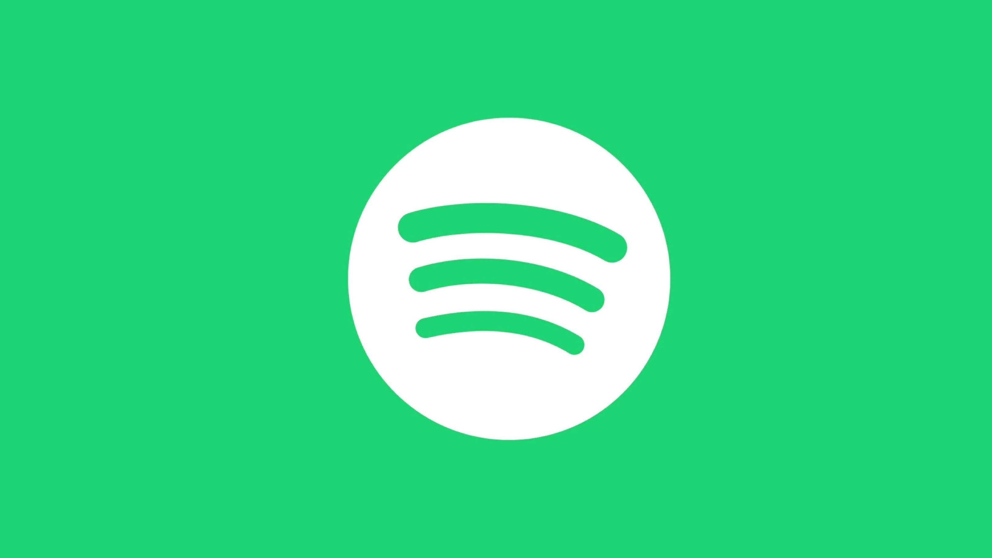 Spotify, green curved lines, white circle, 2K Desktop Wallpaper