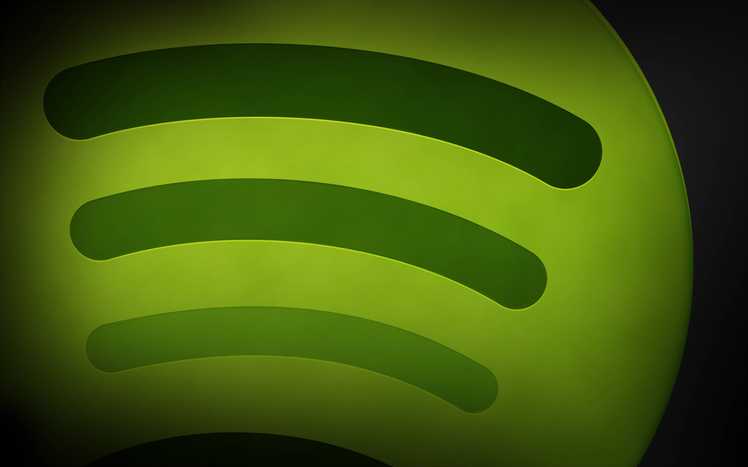 Spotify, glowing green, gradient lighting, 2K Desktop Wallpaper