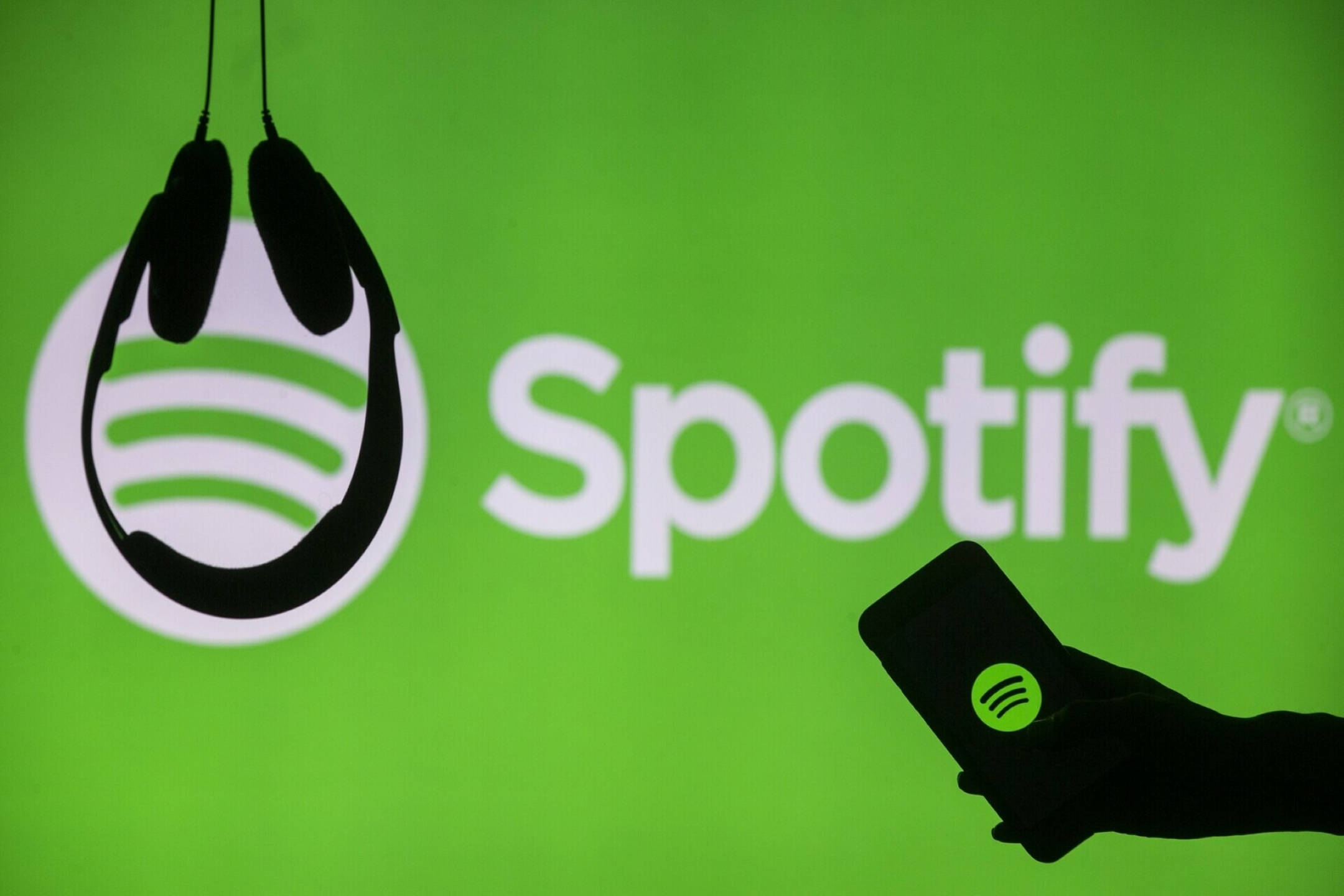 Spotify, green, headphones, Full HD Desktop Wallpaper