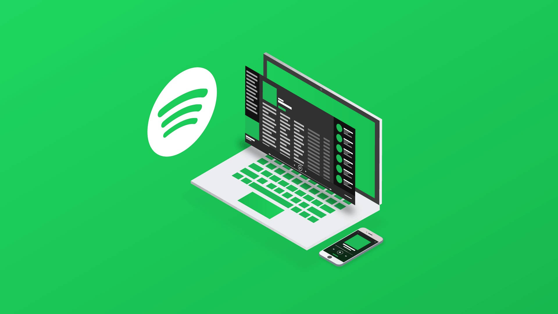 Spotify, laptop, phone, Full HD Desktop Wallpaper