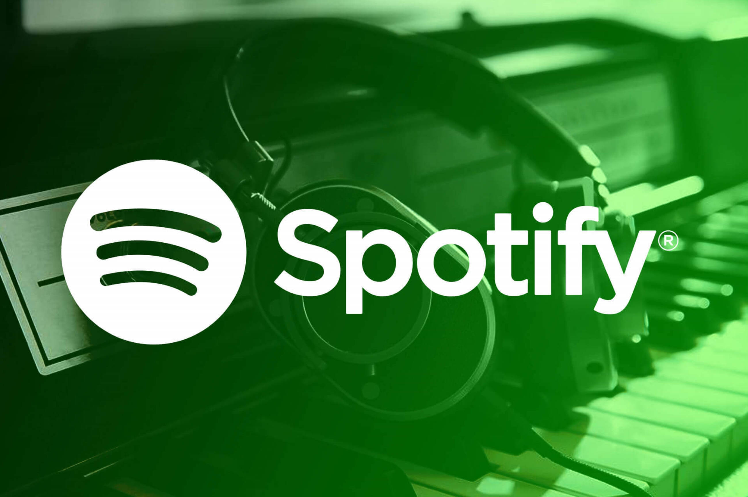 Spotify, white, green-tinted background, 2K Desktop Wallpaper