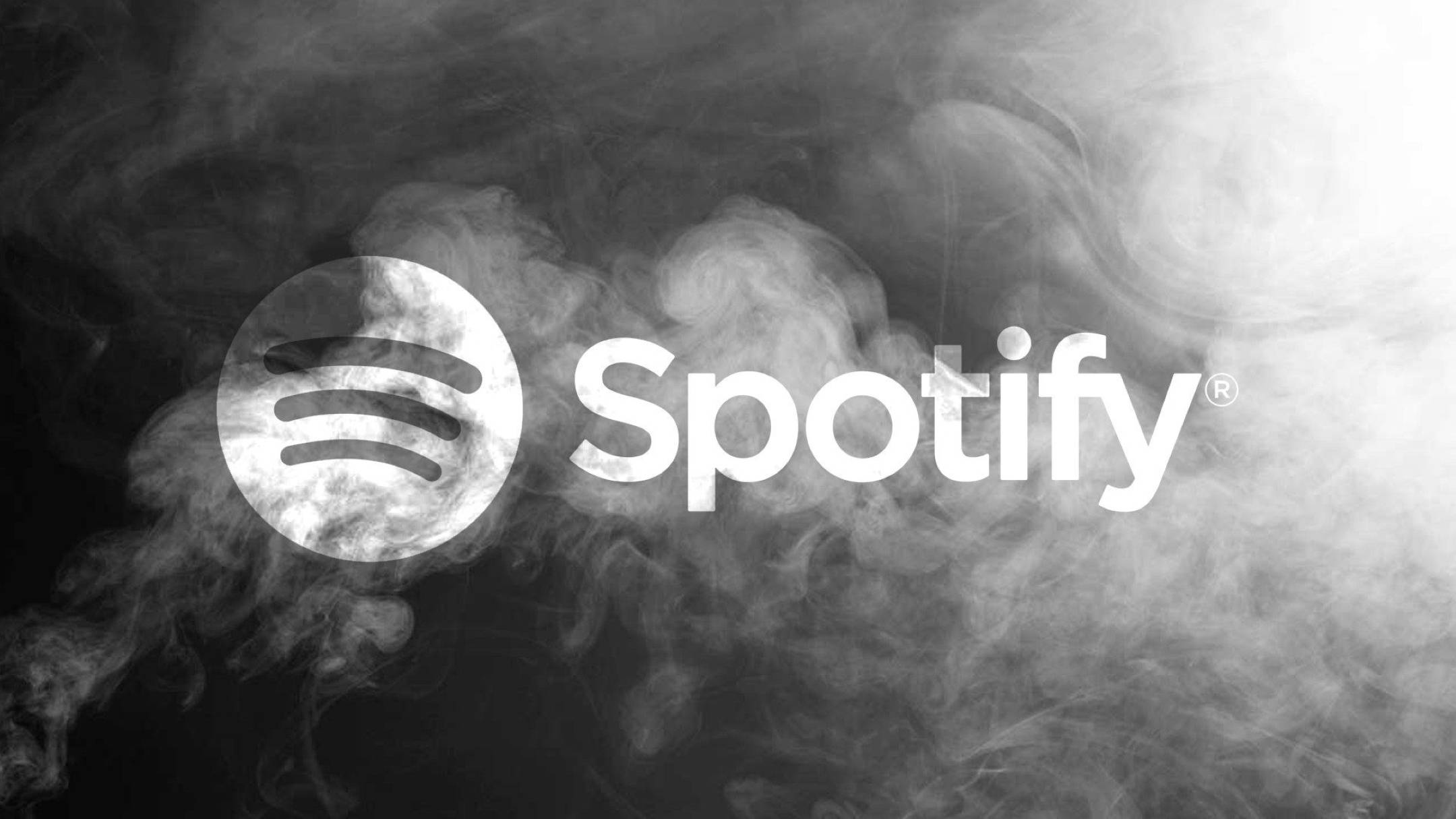 Spotify, wispy smoke, monochrome composition, Full HD Desktop Wallpaper