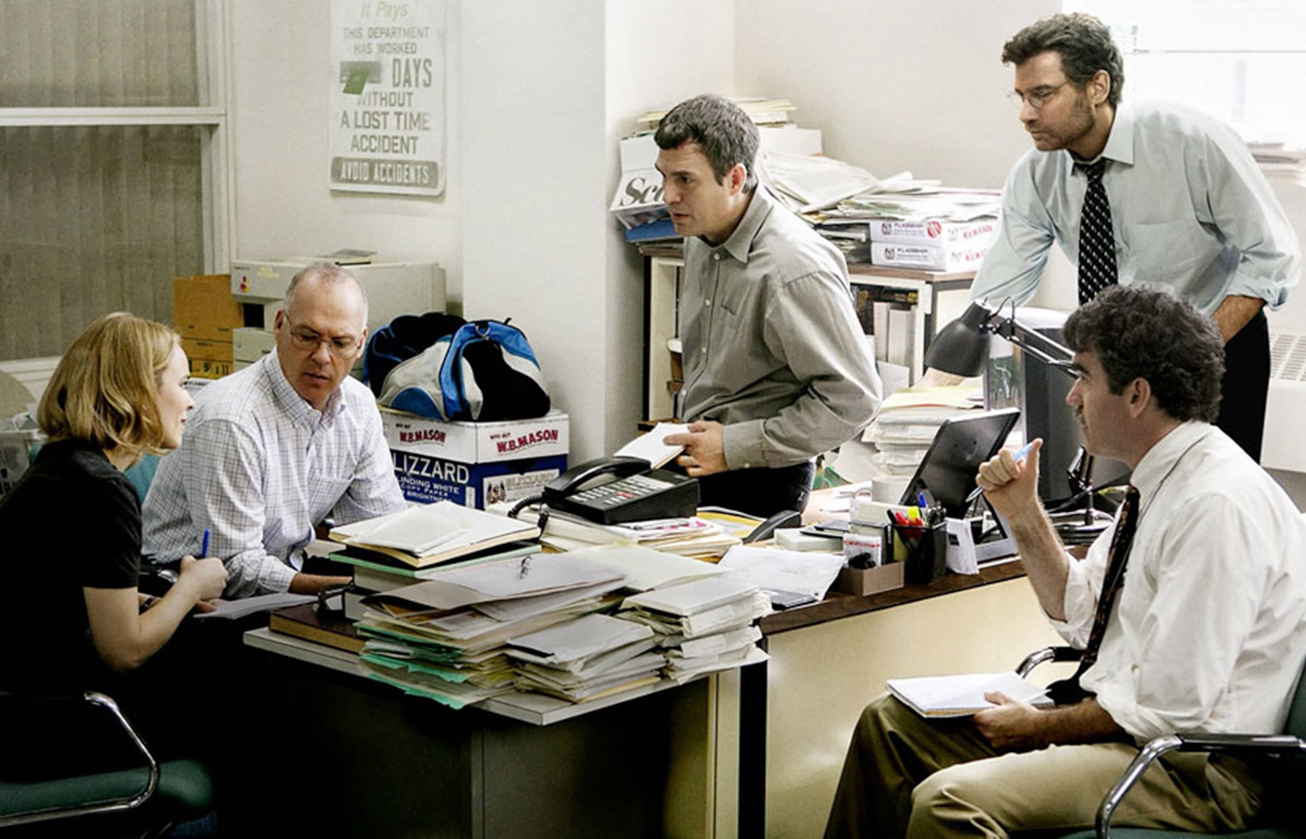 Spotlight, cluttered office, tense meeting, 2K Desktop Wallpaper