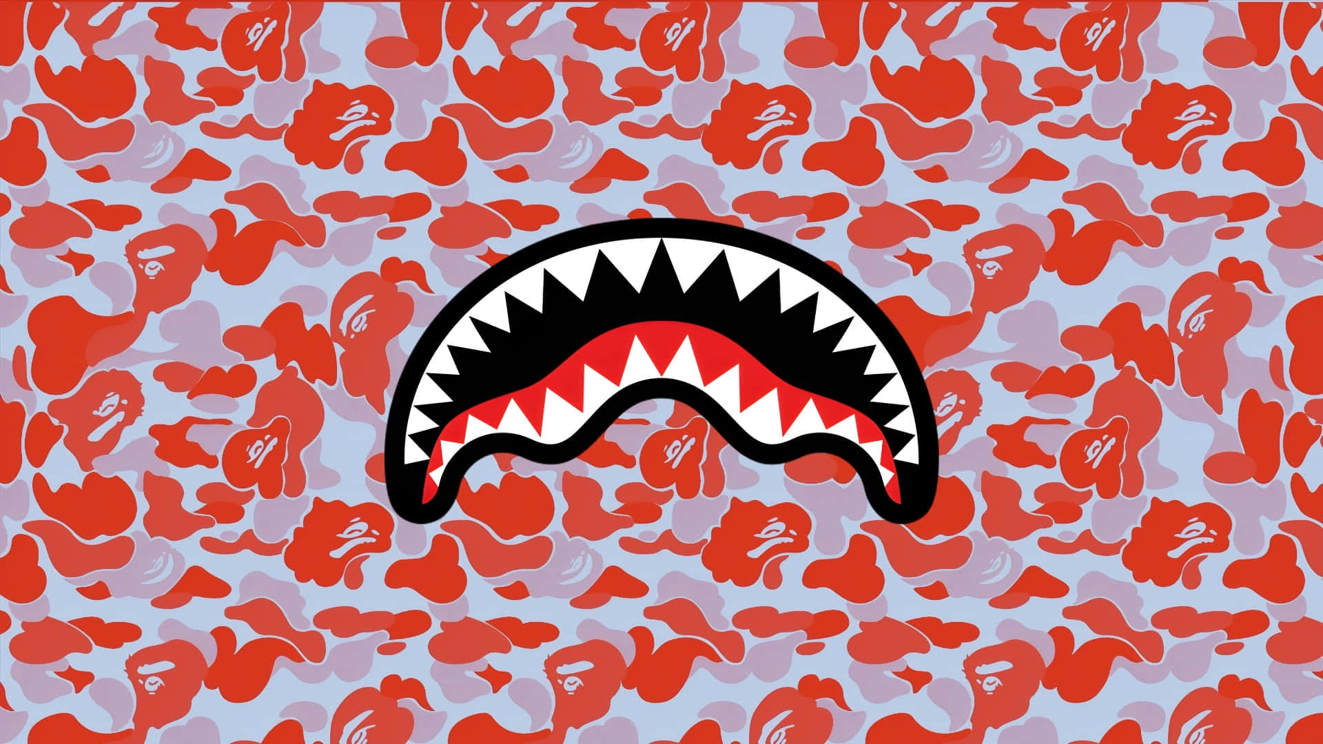 Sprayground, shark camo design, red and light blue camouflage, Full HD Desktop Wallpaper