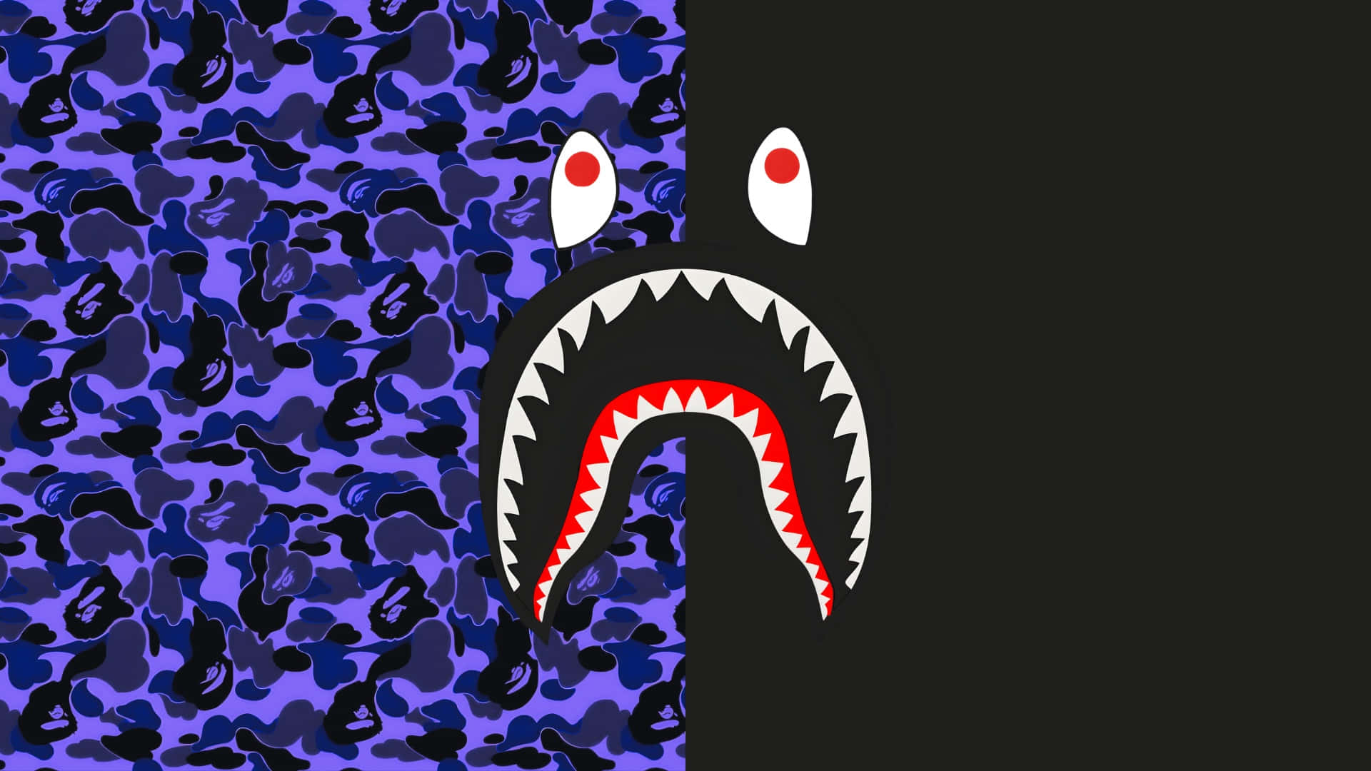 Sprayground, shark camo backpack, red eyes, Full HD Desktop Wallpaper