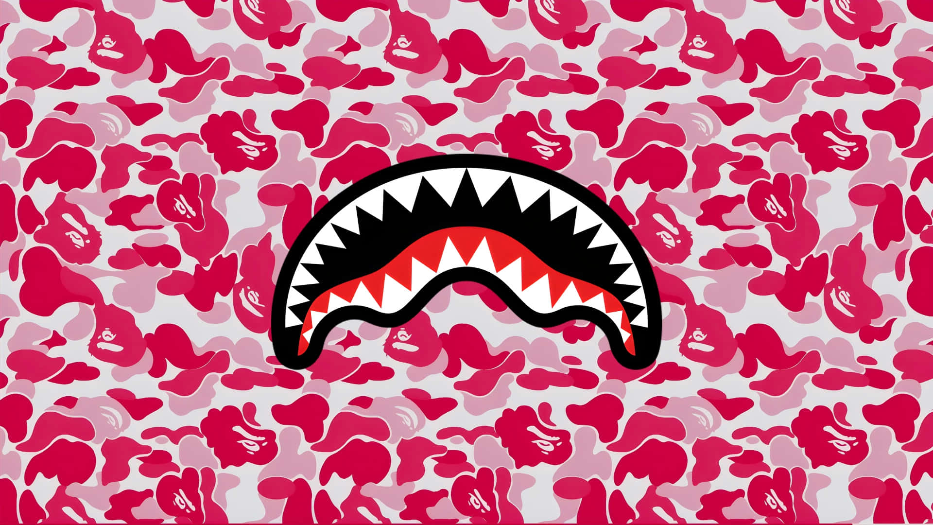 Sprayground, pink camo shark backpack, black shark mouth, Full HD Desktop Wallpaper