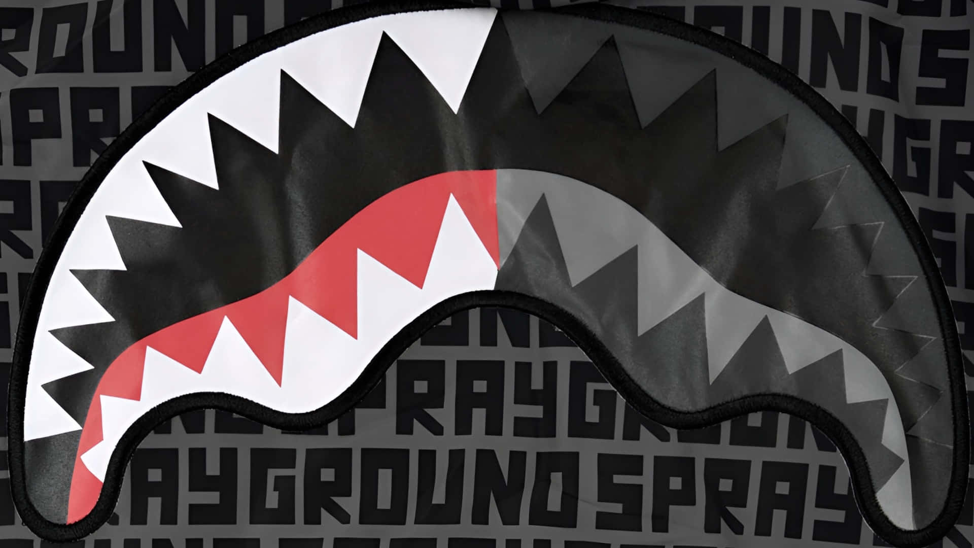 Sprayground, shark mouth, black white and red teeth, Full HD Desktop Wallpaper