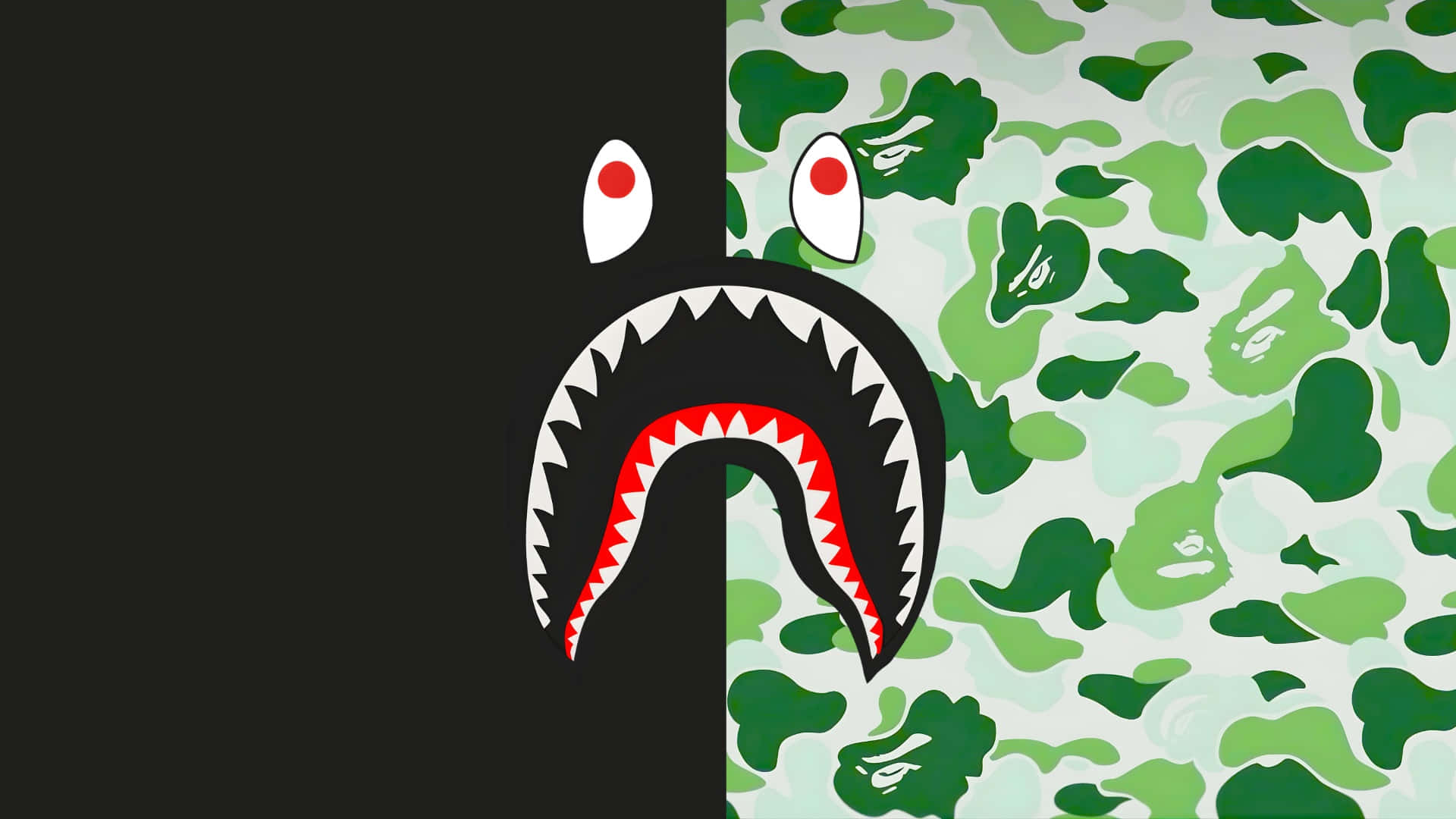 Sprayground, shark camo backpack, red eyes, Full HD Desktop Wallpaper